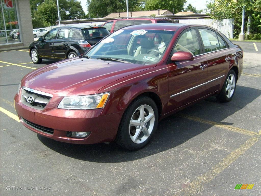 2008 Sonata Limited - Dark Cherry Red / Beige photo #8