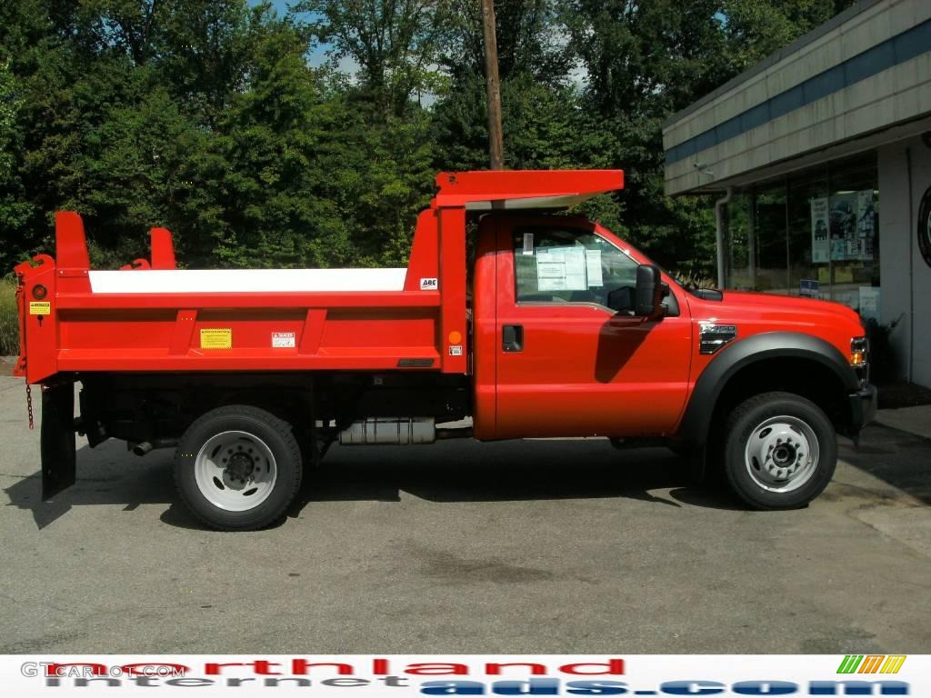 2010 F450 Super Duty Regular Cab 4x4 Chassis Dump Truck - Bright Red / Medium Stone photo #1