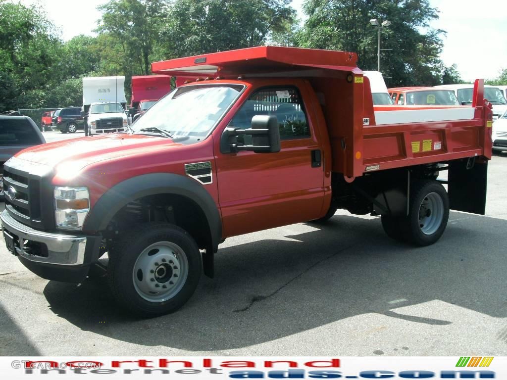 2010 F450 Super Duty Regular Cab 4x4 Chassis Dump Truck - Bright Red / Medium Stone photo #2