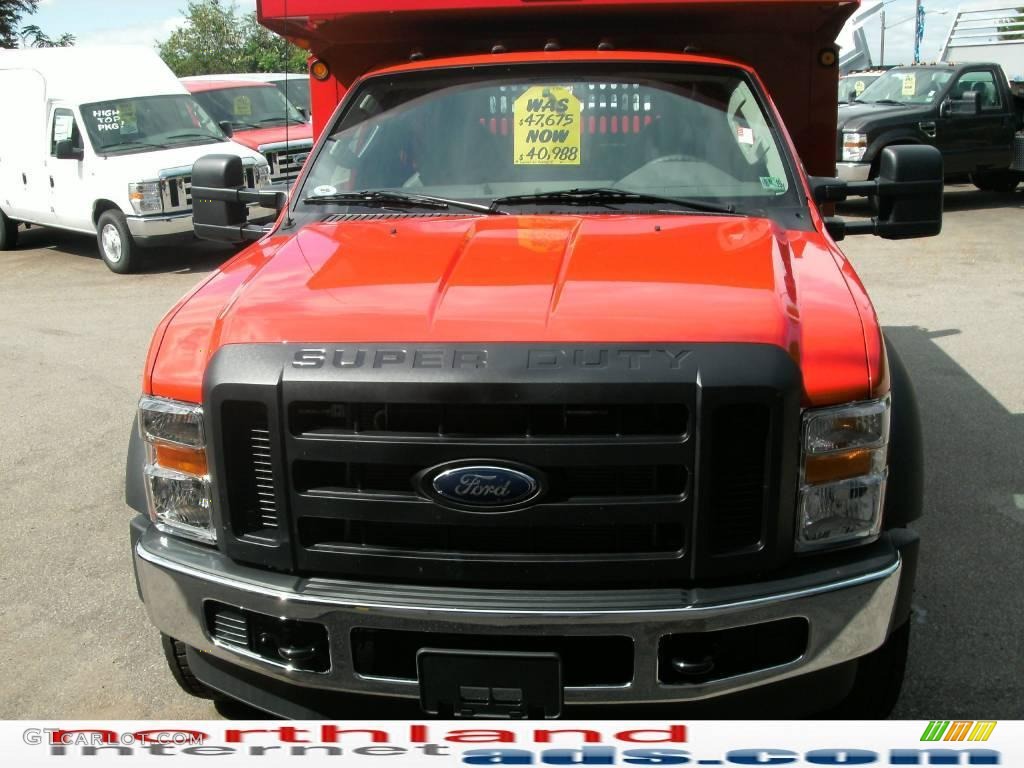 2010 F450 Super Duty Regular Cab 4x4 Chassis Dump Truck - Bright Red / Medium Stone photo #3