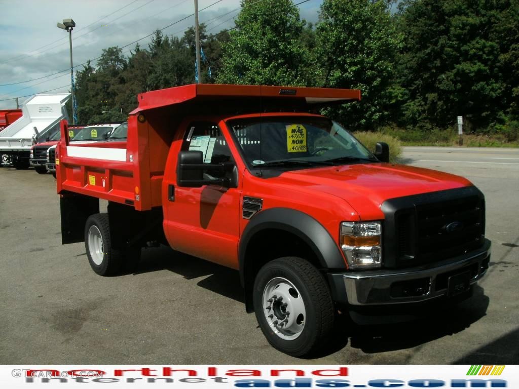 2010 F450 Super Duty Regular Cab 4x4 Chassis Dump Truck - Bright Red / Medium Stone photo #4