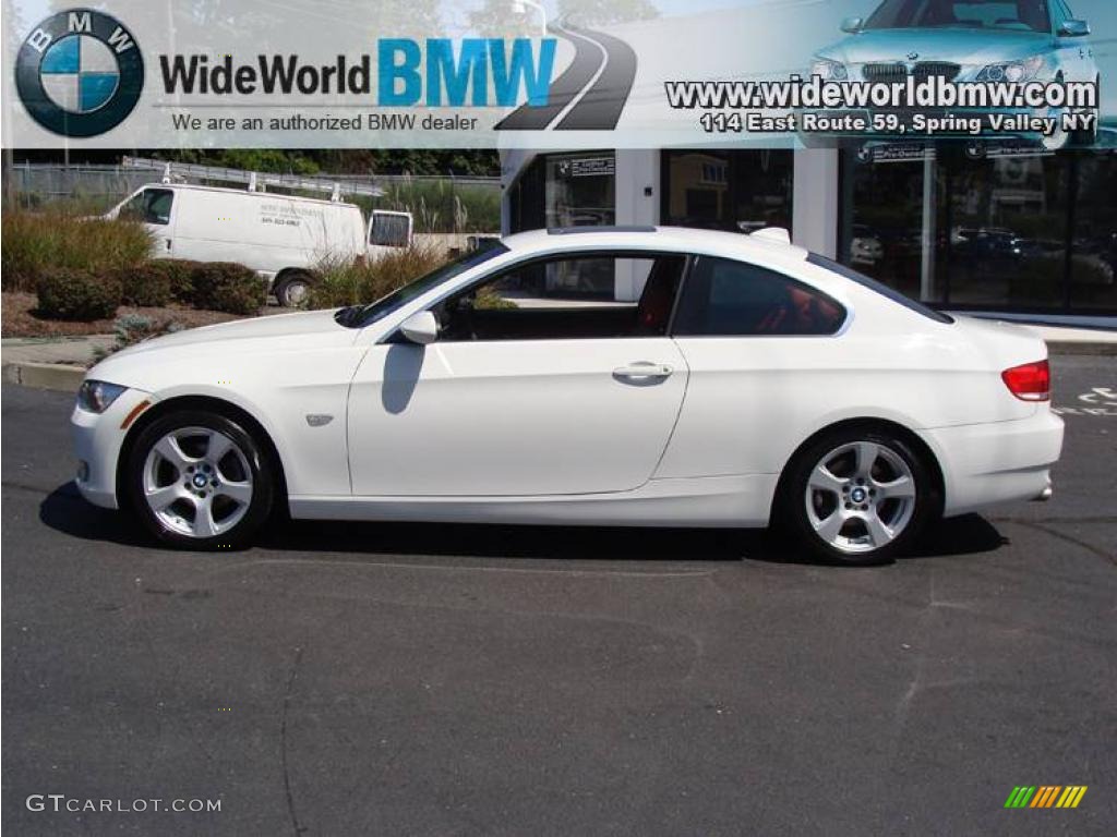 2007 3 Series 328xi Coupe - Alpine White / Coral Red/Black photo #5