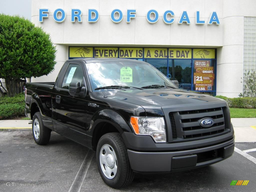 2009 F150 XL Regular Cab - Black / Stone/Medium Stone photo #1