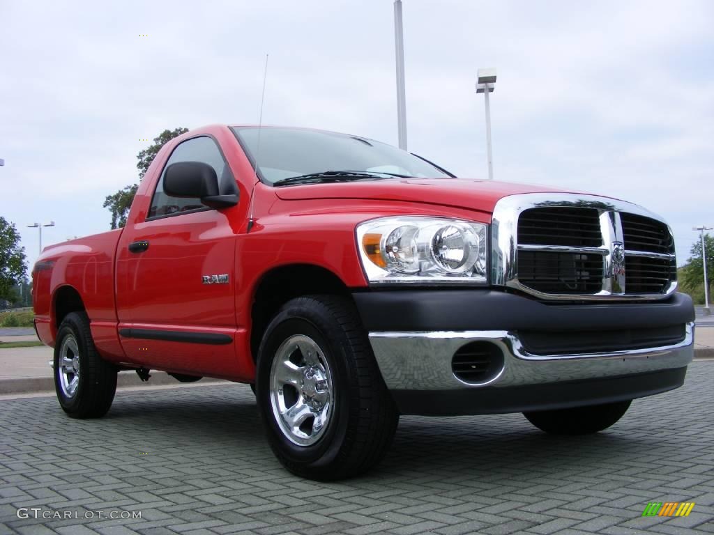 2008 Ram 1500 SXT Regular Cab - Flame Red / Medium Slate Gray photo #7