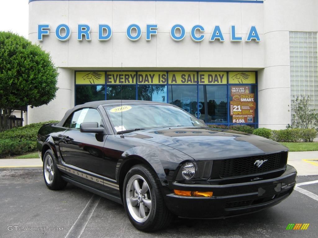 2008 Mustang V6 Premium Convertible - Black / Medium Parchment photo #1