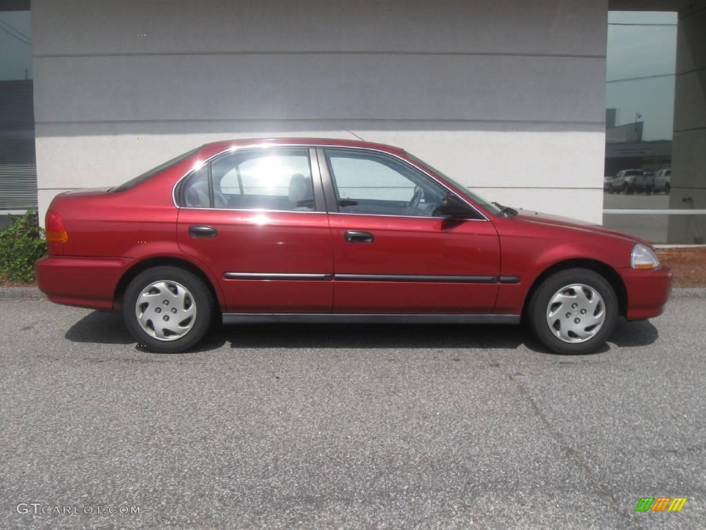 1997 Civic LX Sedan - Inza Red Pearl / Gray photo #2