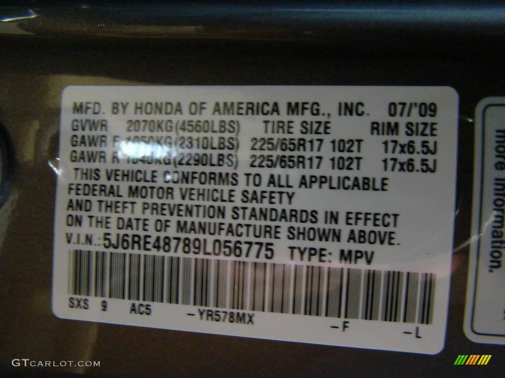 2009 CR-V EX-L 4WD - Urban Titanium Metallic / Ivory photo #13