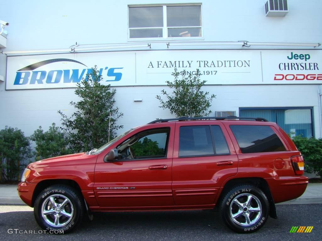 2002 Grand Cherokee Limited 4x4 - Inferno Red Tinted Pearlcoat / Sandstone photo #1