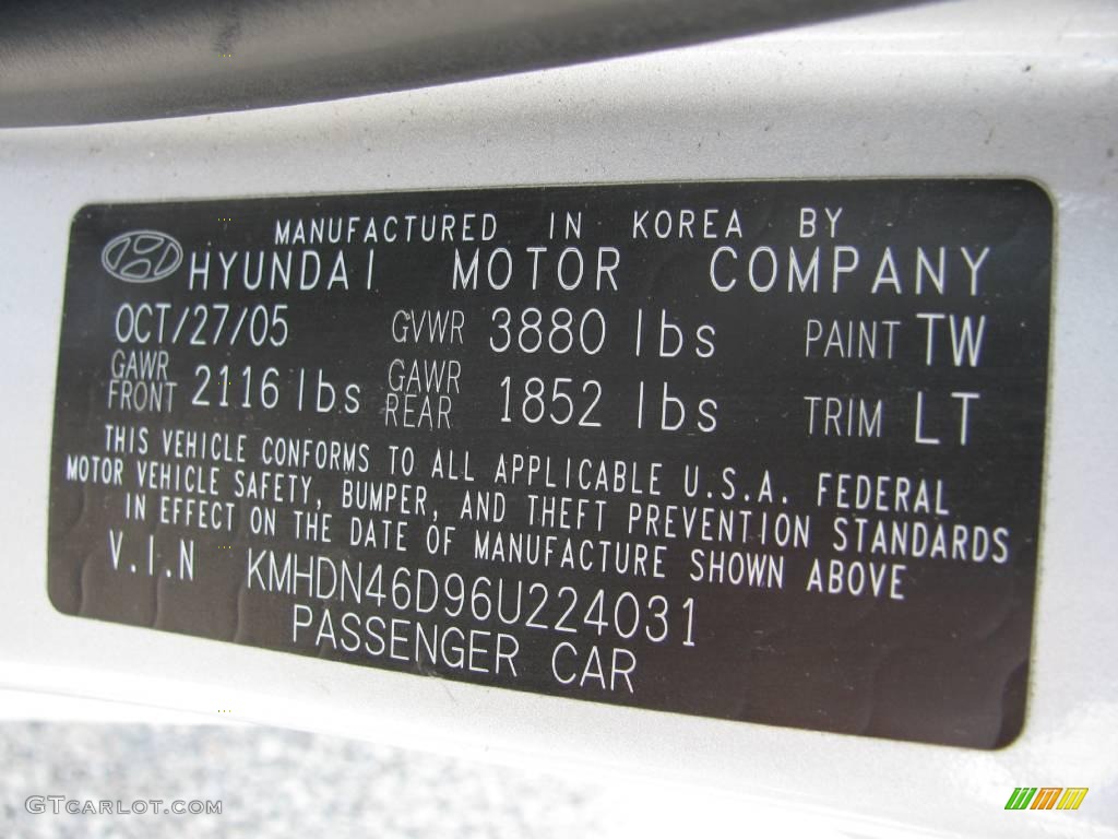 2006 Elantra GLS Sedan - Sterling Silver / Gray photo #14