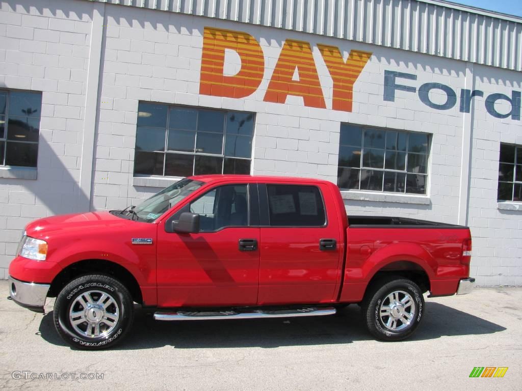 2006 F150 XLT SuperCrew 4x4 - Bright Red / Medium/Dark Flint photo #2