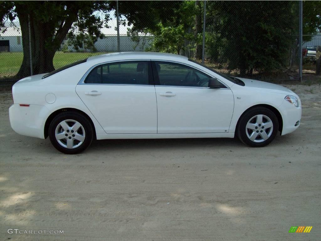 2008 Malibu LS Sedan - White / Titanium Gray photo #2