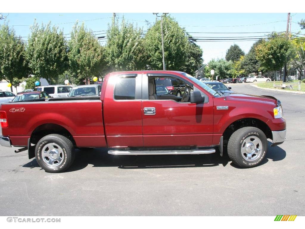 2006 F150 XLT SuperCab 4x4 - Dark Toreador Red Metallic / Tan photo #4