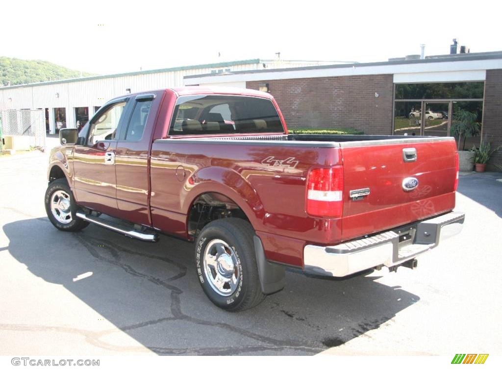 2006 F150 XLT SuperCab 4x4 - Dark Toreador Red Metallic / Tan photo #8