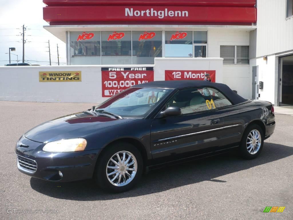 2001 Sebring Limited Convertible - Deep Sapphire Blue Pearlcoat / Royal Blue/Cream photo #1
