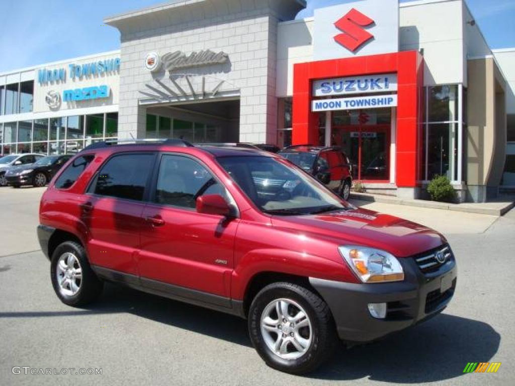 2005 Sportage LX 4WD - Volcanic Red / Beige photo #1