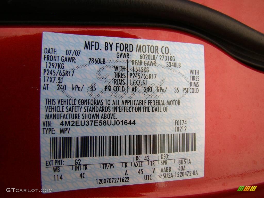 2008 Mountaineer  - Vivid Red Metallic / Camel photo #20