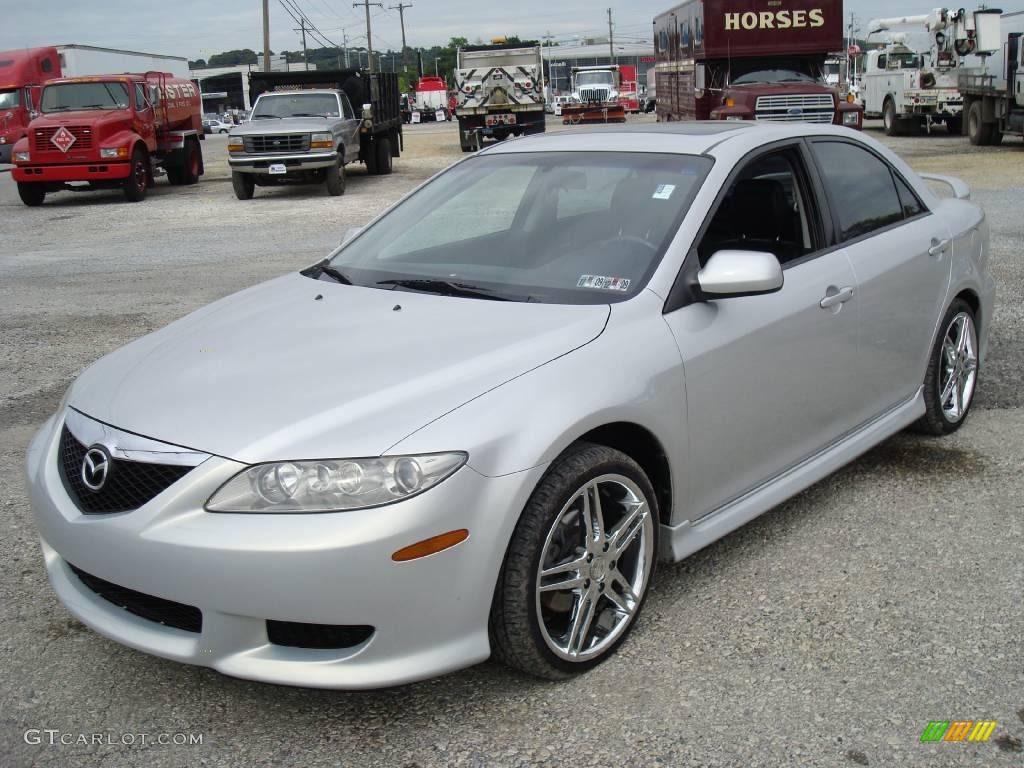 2003 MAZDA6 s Sedan - Satin Silver Metallic / Black photo #1