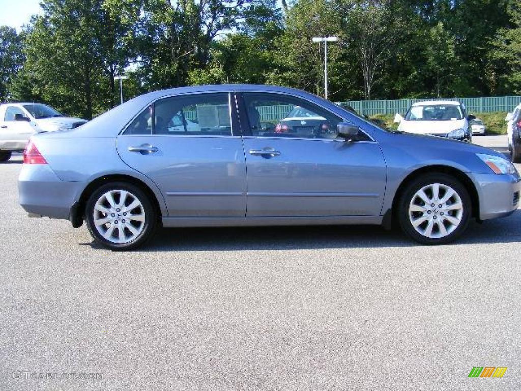 2007 Accord EX-L V6 Sedan - Cool Blue Metallic / Gray photo #6