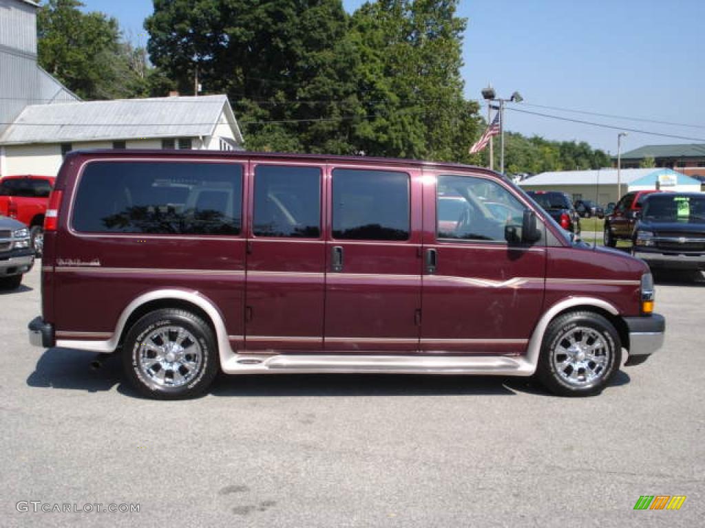 2004 Express 1500 LS Passenger Conversion Van - Berry Red Metallic / Neutral photo #2