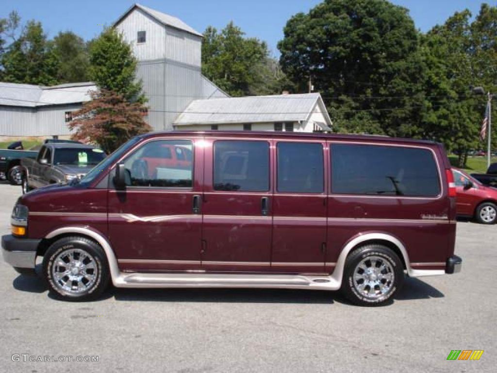 2004 Express 1500 LS Passenger Conversion Van - Berry Red Metallic / Neutral photo #5