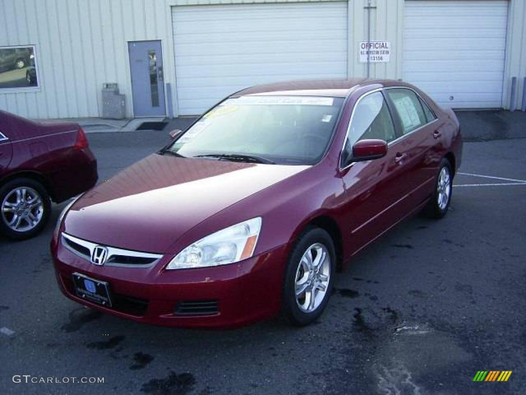 2007 Accord SE Sedan - Moroccan Red Pearl / Gray photo #1
