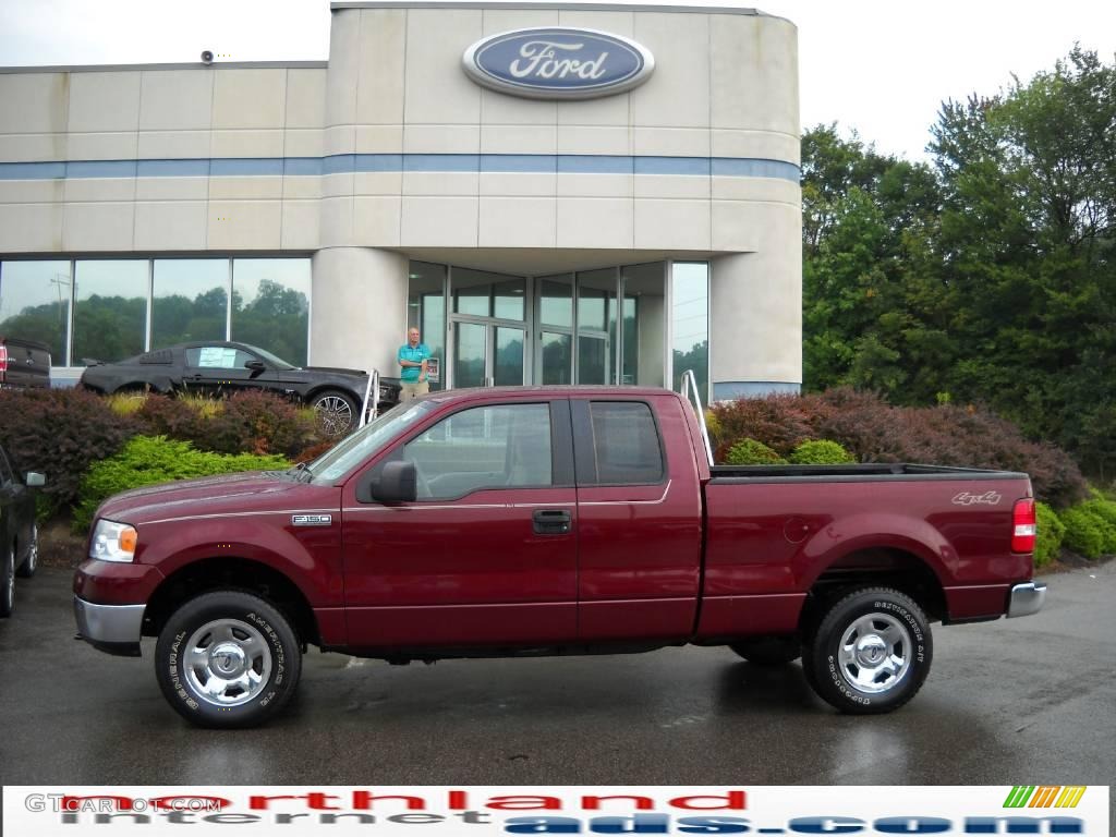 2005 F150 XLT SuperCab 4x4 - Dark Toreador Red Metallic / Tan photo #1