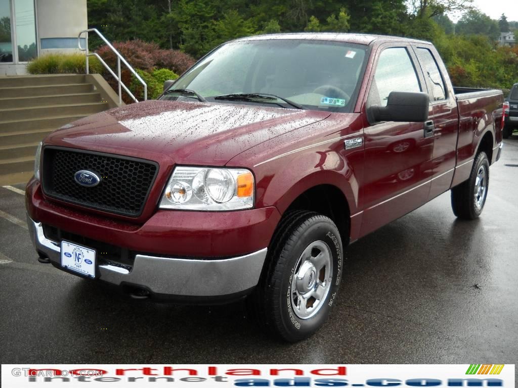 2005 F150 XLT SuperCab 4x4 - Dark Toreador Red Metallic / Tan photo #2