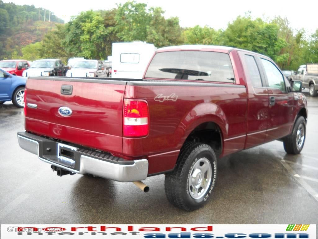 2005 F150 XLT SuperCab 4x4 - Dark Toreador Red Metallic / Tan photo #6
