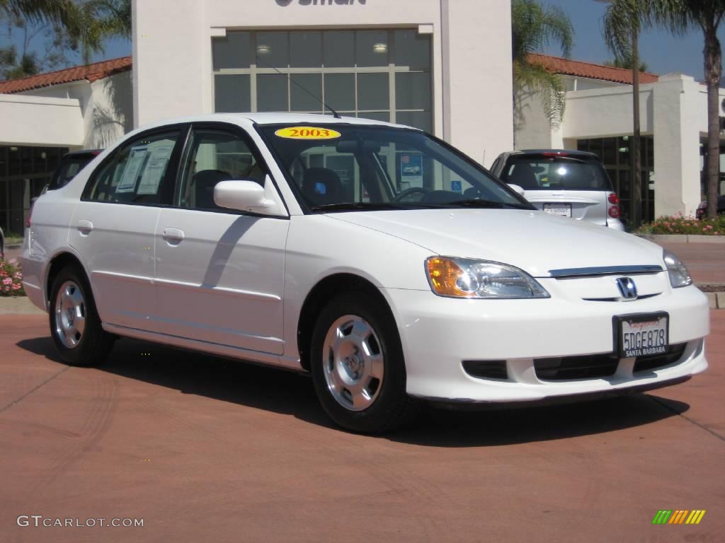 2003 Civic Hybrid Sedan - Taffeta White / Beige photo #1