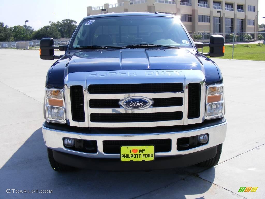 2008 F250 Super Duty Lariat Crew Cab 4x4 - Dark Blue Pearl Metallic / Medium Stone photo #8