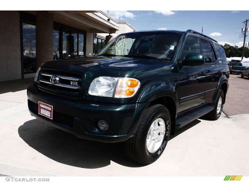 2002 Sequoia Limited 4WD - Imperial Jade Green Mica / Oak photo #14