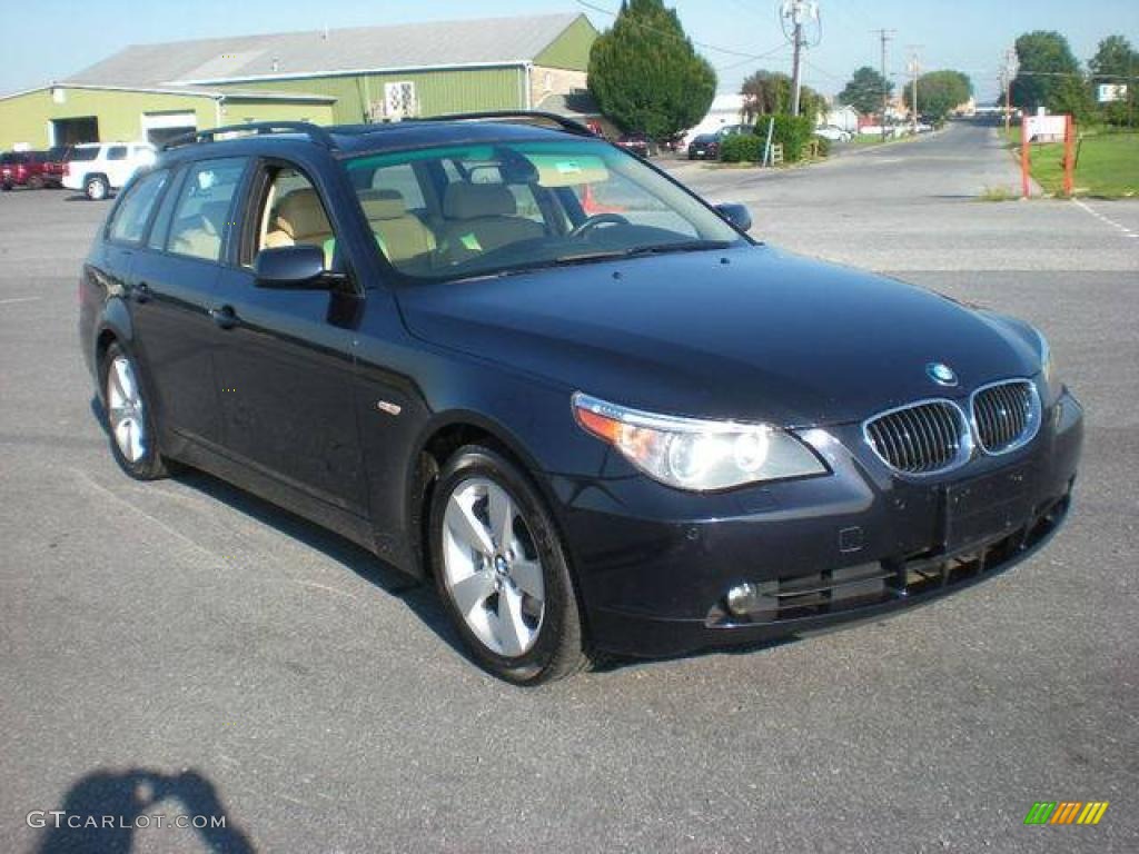 2007 5 Series 530xi Sport Wagon - Monaco Blue Metallic / Beige photo #1