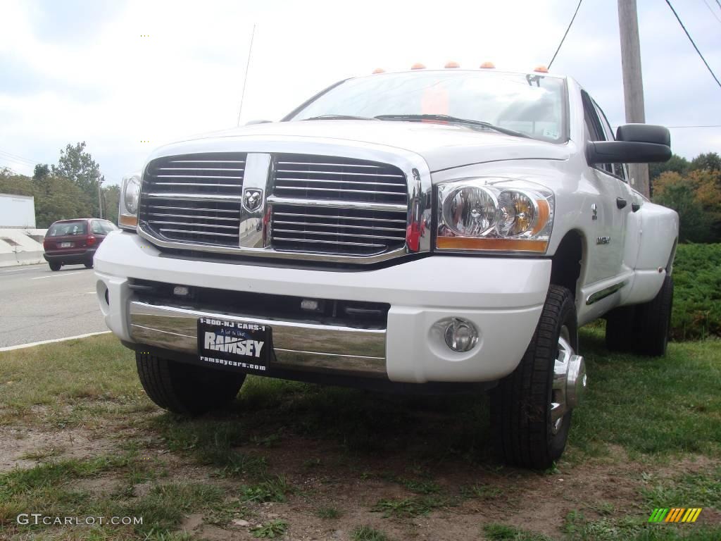 2006 Ram 3500 Laramie Quad Cab 4x4 Dually - Bright White / Medium Slate Gray photo #1