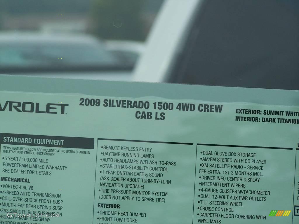 2009 Silverado 1500 LS Crew Cab 4x4 - Summit White / Dark Titanium photo #11