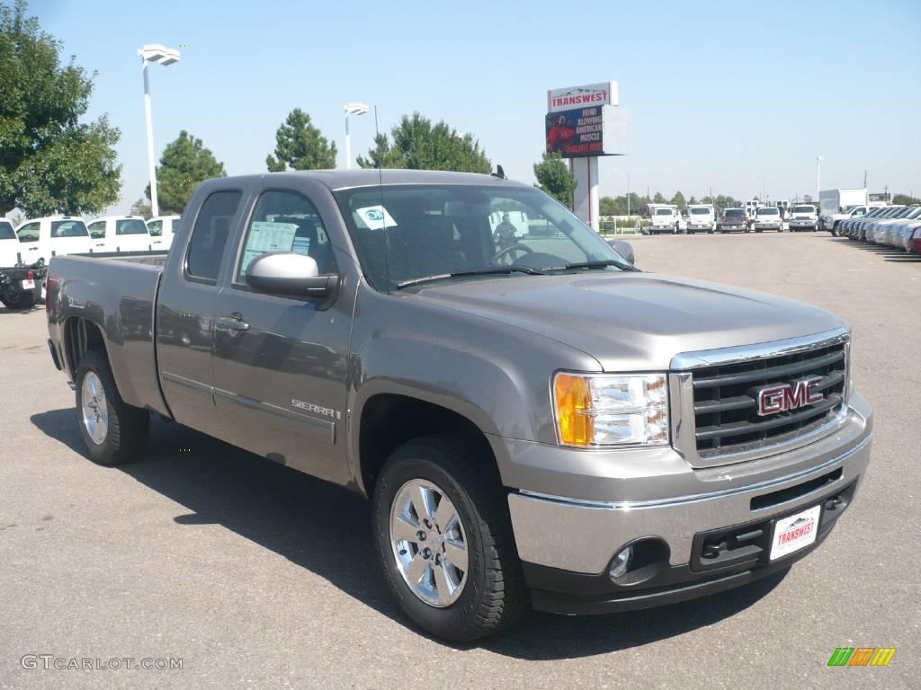 2009 Sierra 1500 SLT Extended Cab 4x4 - Steel Gray Metallic / Ebony photo #1