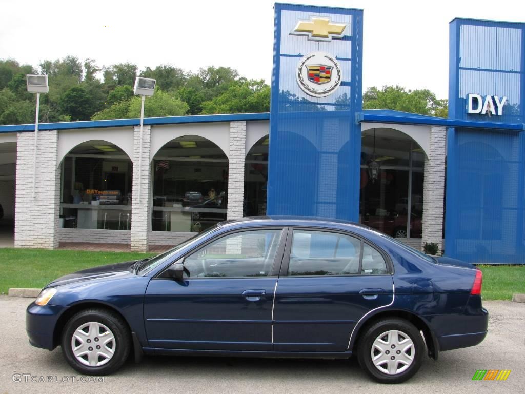 2003 Civic LX Sedan - Eternal Blue Pearl / Gray photo #2