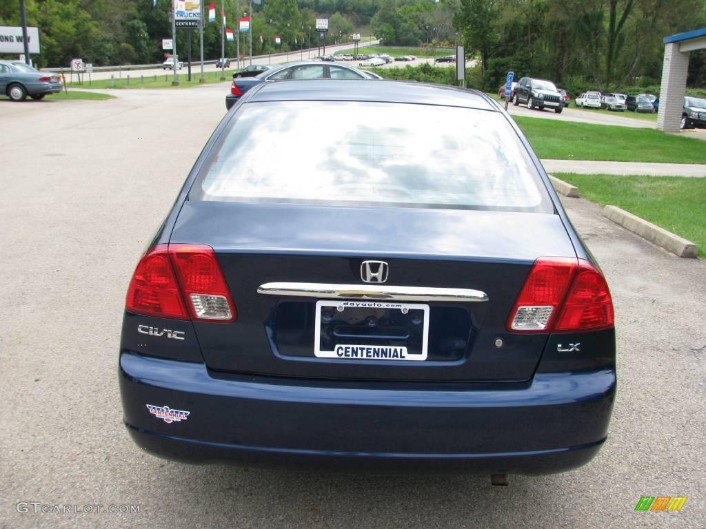 2003 Civic LX Sedan - Eternal Blue Pearl / Gray photo #5