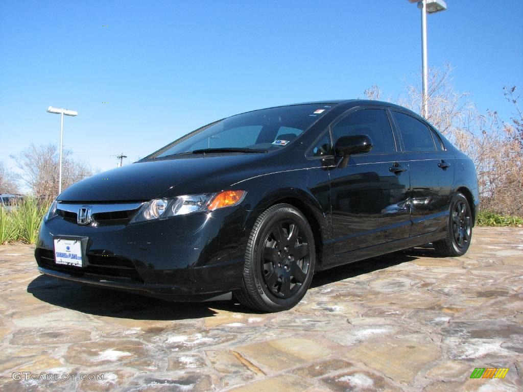 2007 Civic LX Sedan - Nighthawk Black Pearl / Gray photo #3