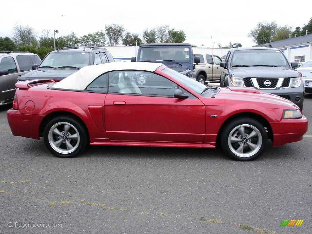 2002 Mustang GT Convertible - Laser Red Metallic / Oxford White photo #3