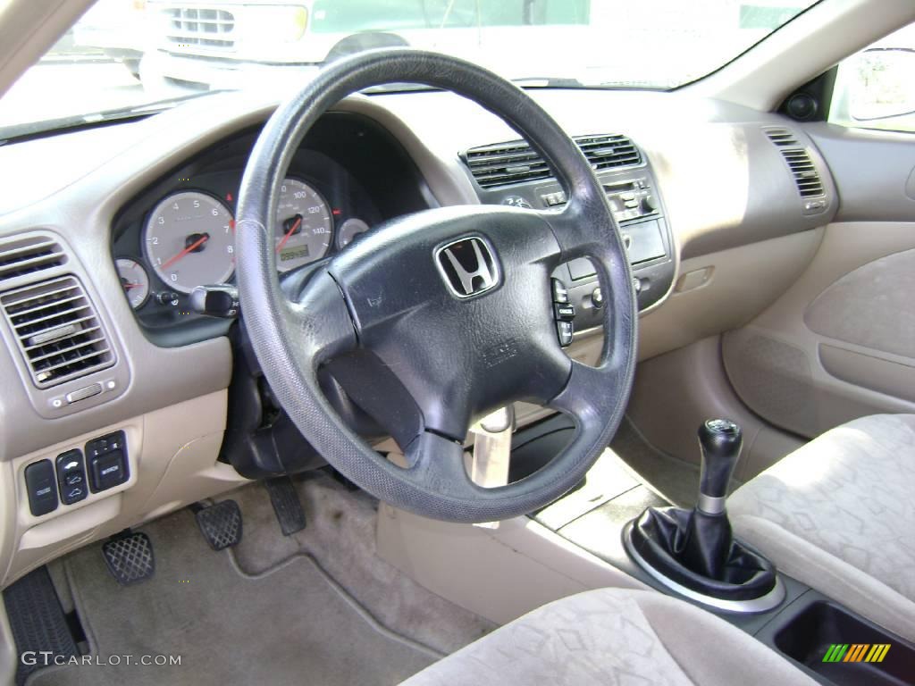 2002 Civic EX Coupe - Taffeta White / Beige photo #14