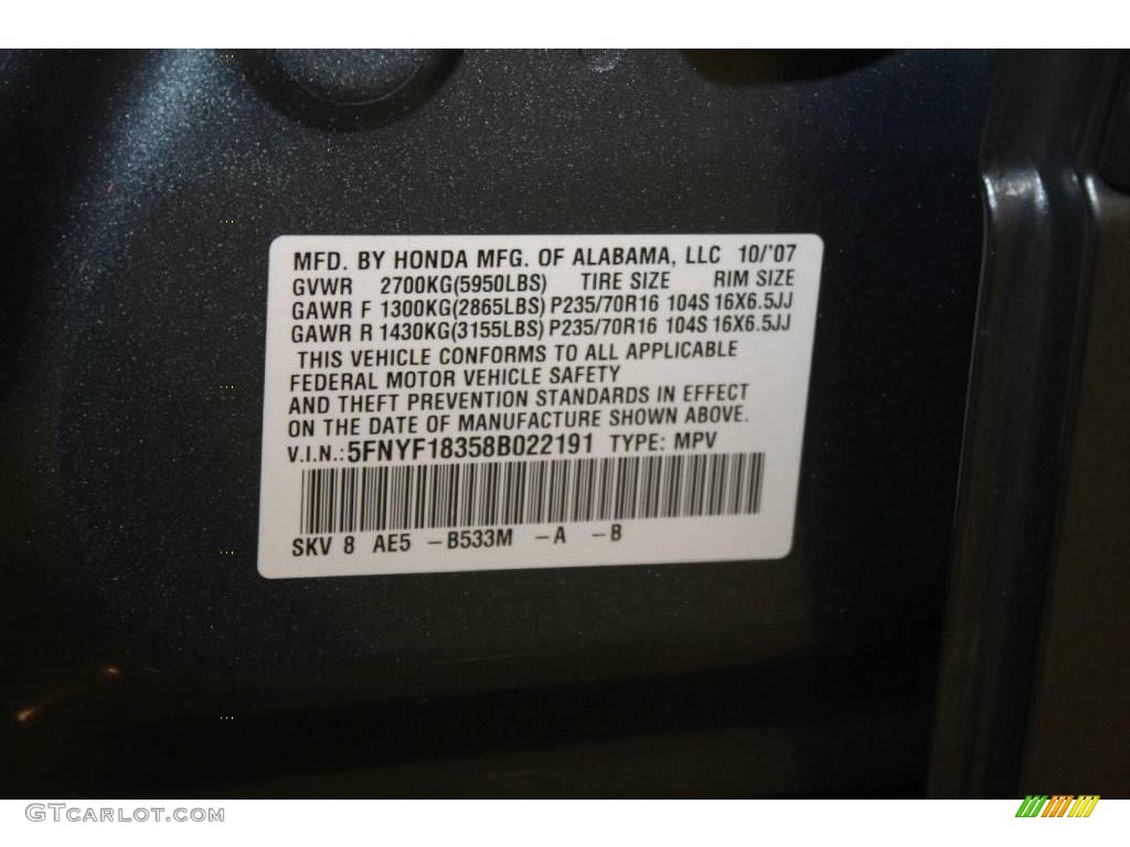 2008 Pilot Special Edition 4WD - Steel Blue Metallic / Gray photo #22