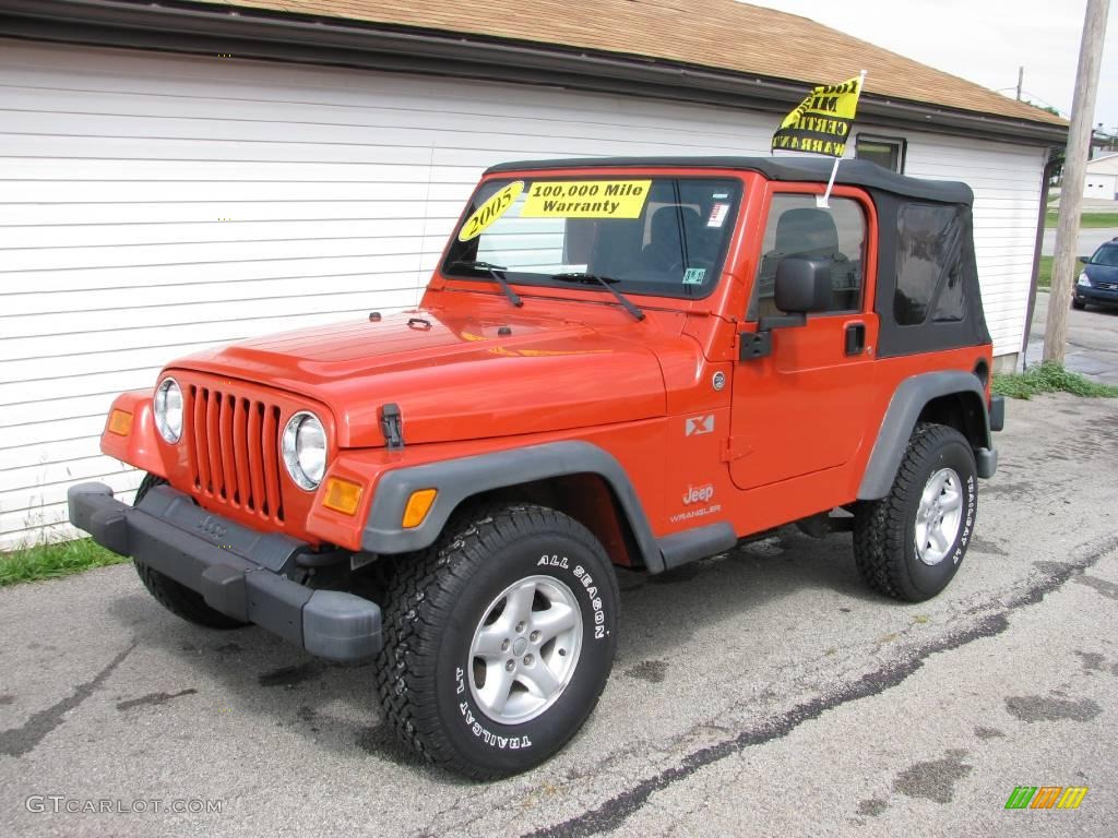 2005 Wrangler X 4x4 - Impact Orange / Dark Slate Gray photo #2