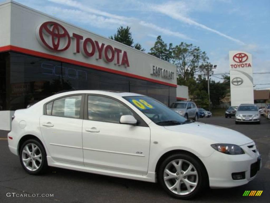 2008 MAZDA3 s Touring Sedan - Crystal White Pearl Mica / Black photo #1