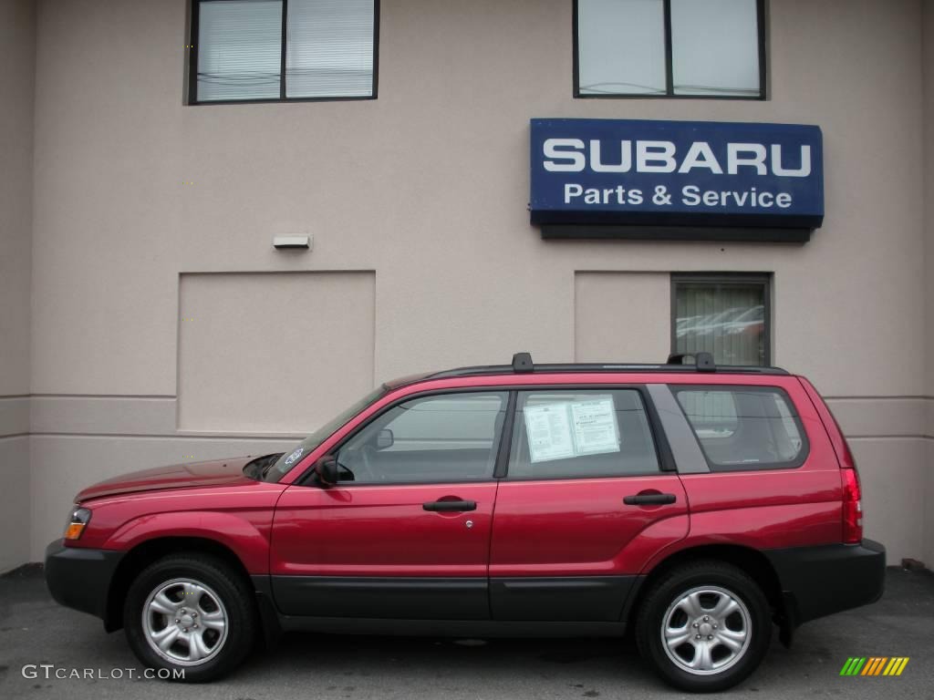 2005 Forester 2.5 X - Cayenne Red Pearl / Beige photo #6