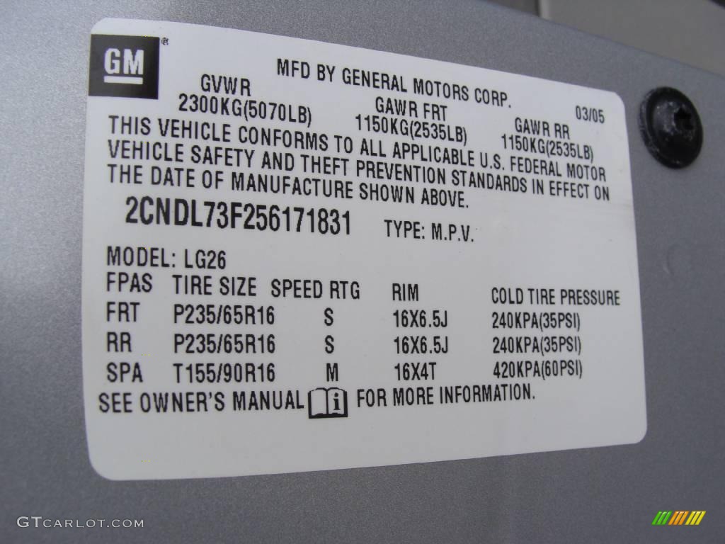 2005 Equinox LT AWD - Galaxy Silver Metallic / Light Gray photo #24