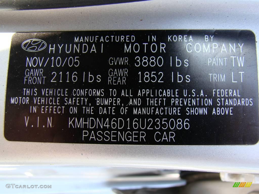 2006 Elantra GLS Sedan - Sterling Silver / Gray photo #19