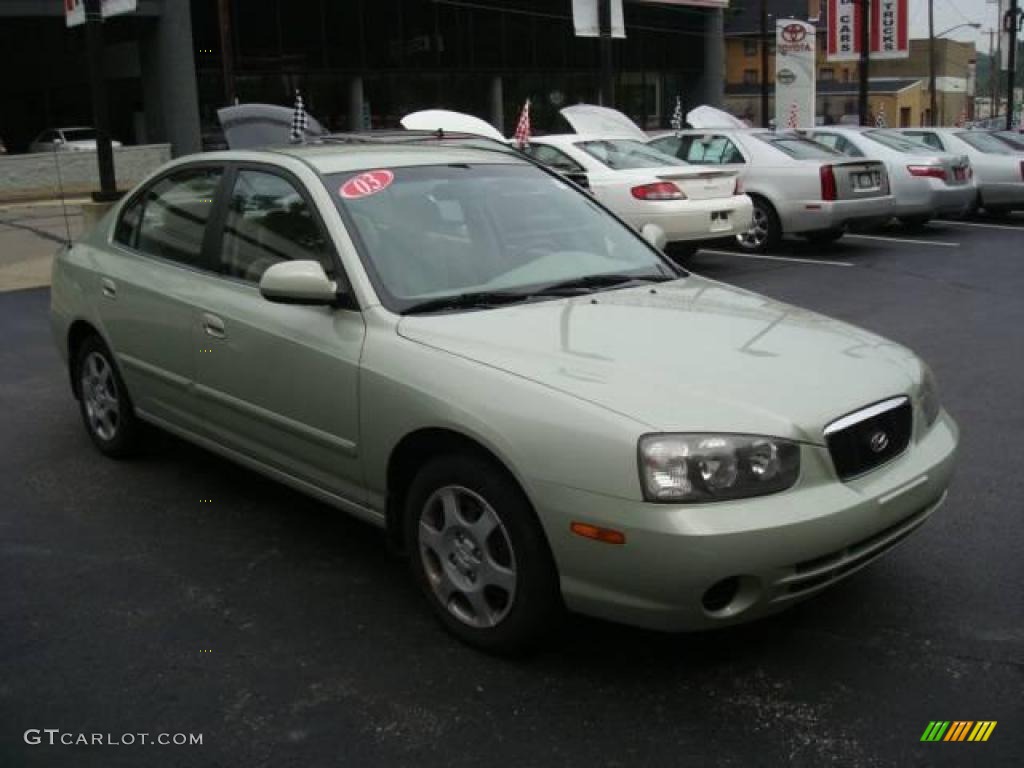 2003 Elantra GLS Sedan - Platinum Green Metallic / Beige photo #6