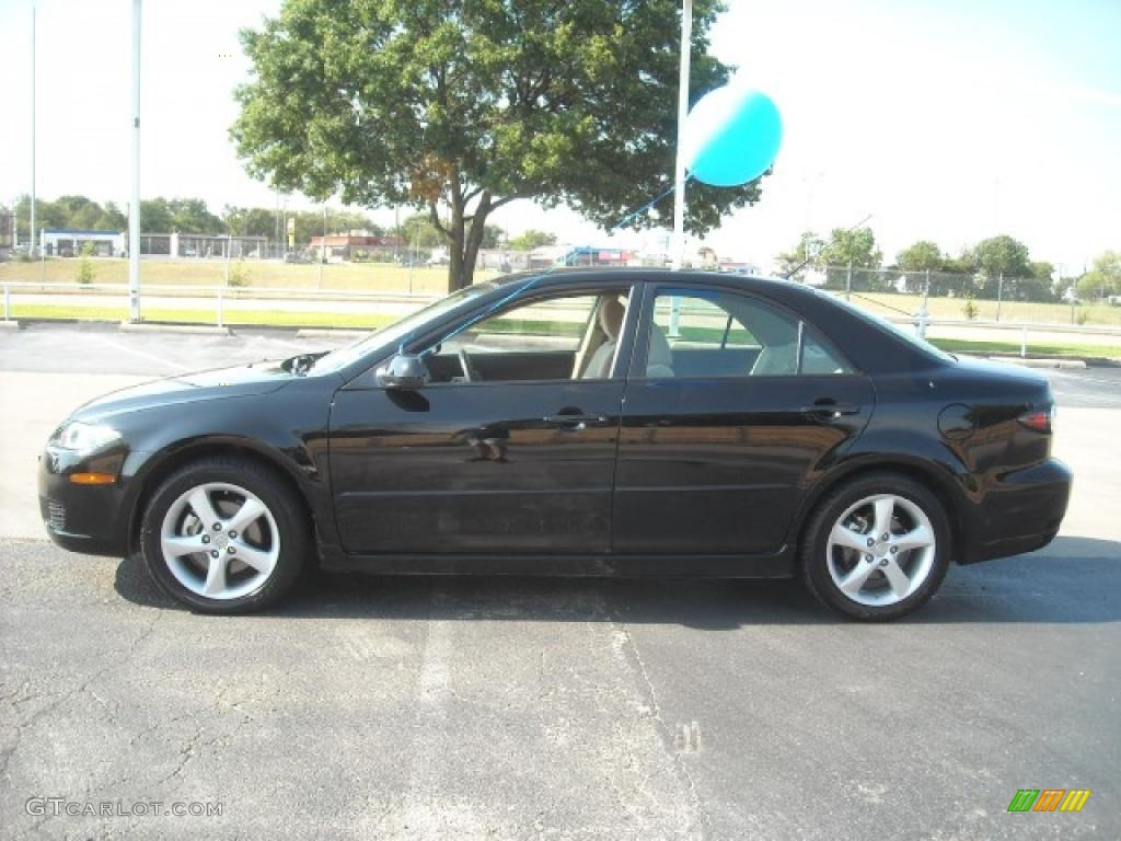 2008 MAZDA6 i Sport Sedan - Onyx Black / Beige photo #1