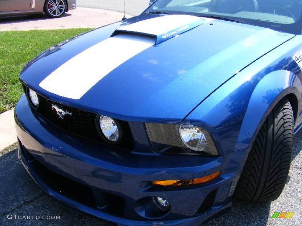 2007 Mustang Roush 427R Supercharged Coupe - Vista Blue Metallic / Roush Black/Blue photo #36