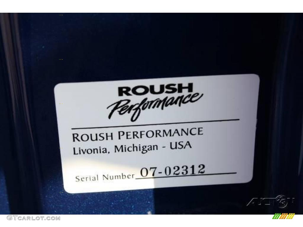 2007 Mustang Roush 427R Supercharged Coupe - Vista Blue Metallic / Roush Black/Blue photo #43